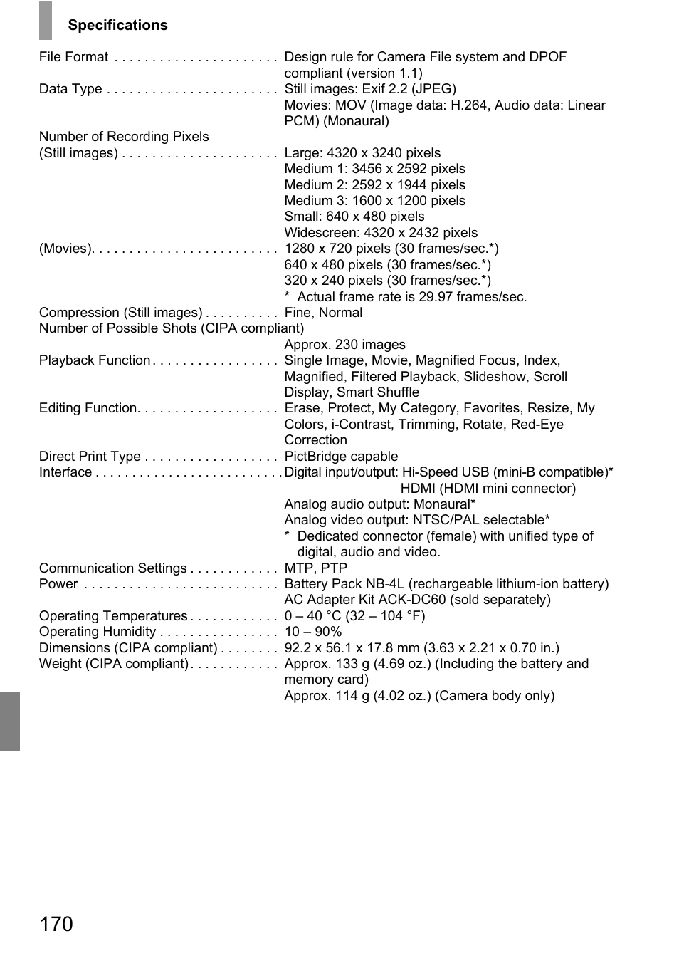 Canon IXUS 130 User Manual | Page 170 / 176