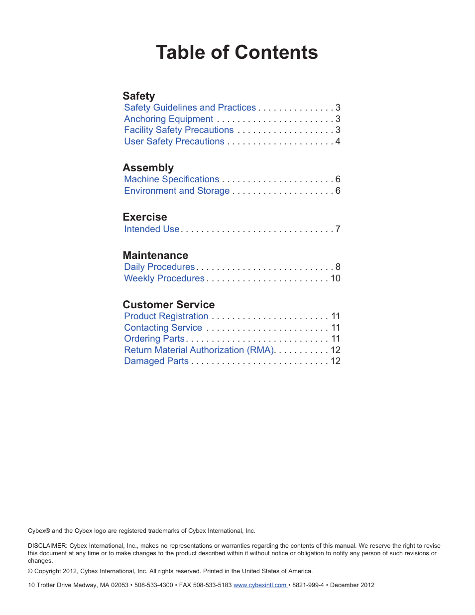 Cybex 8821 Bravo Bench User Manual | Page 2 / 14