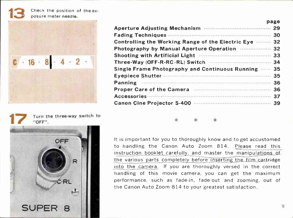 Canon Super 8 814 User Manual | Page 11 / 59