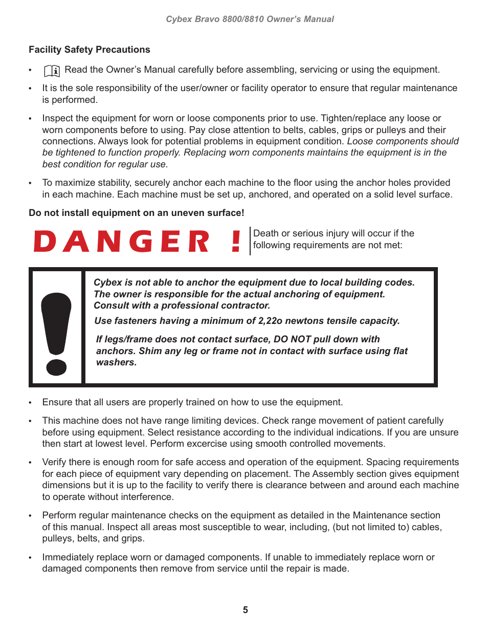 Cybex 8800 Bravo Medical User Manual | Page 5 / 24