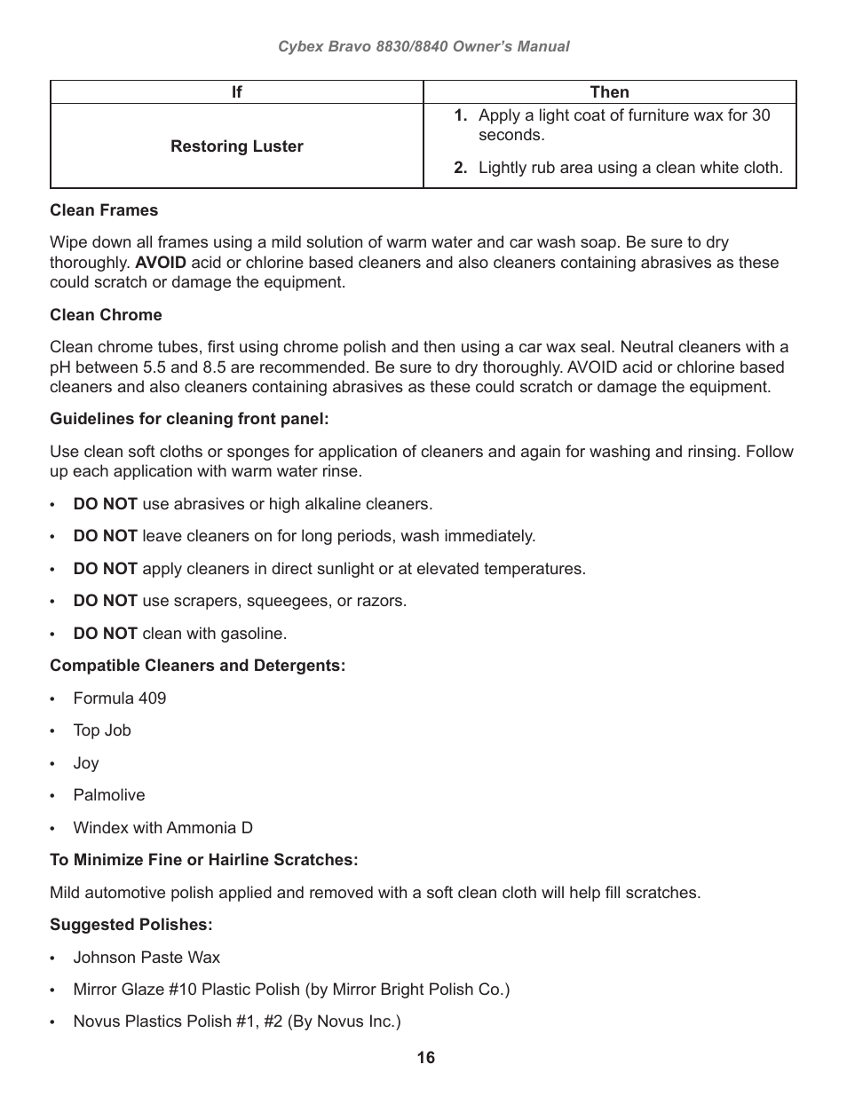 Cybex 8830 Bravo Medical User Manual | Page 16 / 24