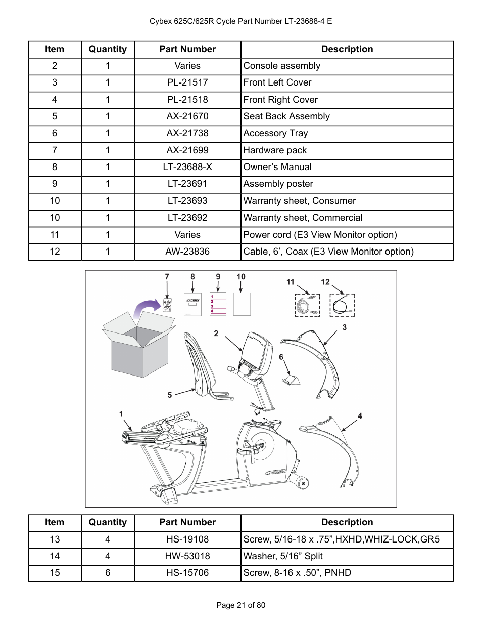 Cybex 625C Cycle Bike User Manual | Page 21 / 80