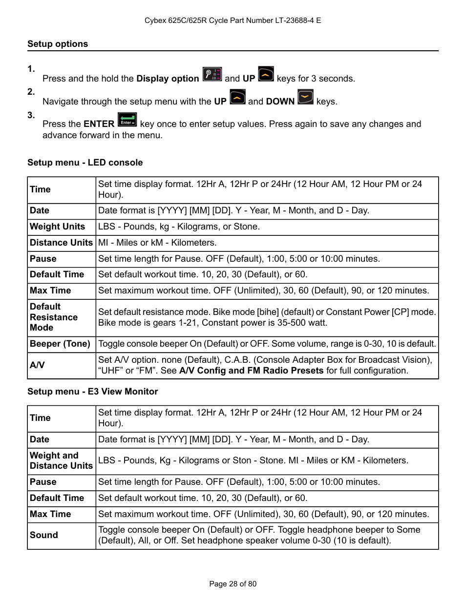 Setup options | Cybex 625C Cycle Bike User Manual | Page 28 / 80