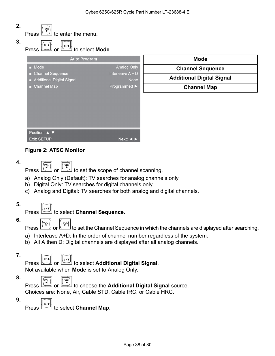 Cybex 625C Cycle Bike User Manual | Page 38 / 80