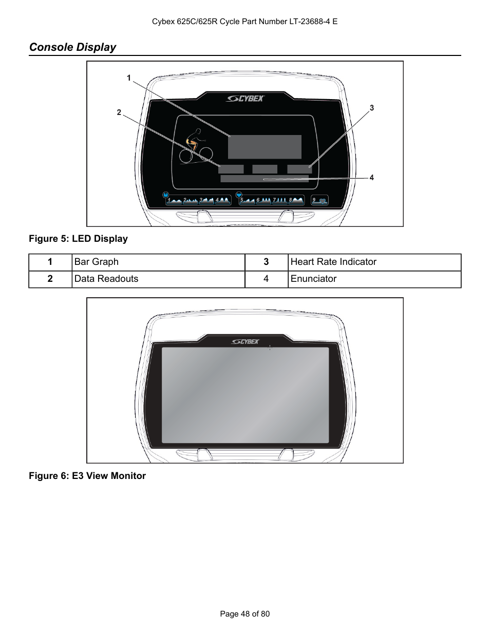 Console display | Cybex 625C Cycle Bike User Manual | Page 48 / 80