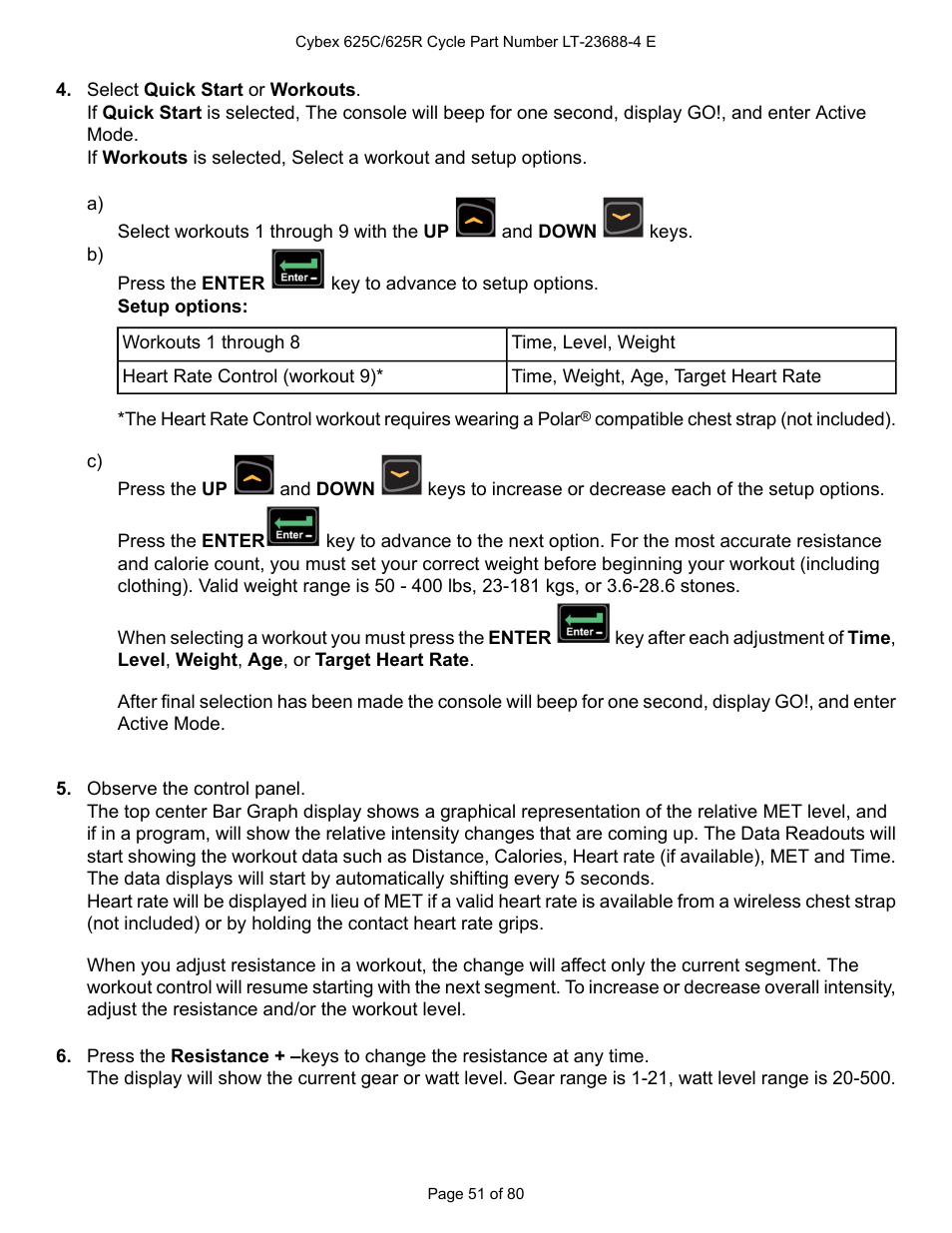 Cybex 625C Cycle Bike User Manual | Page 51 / 80