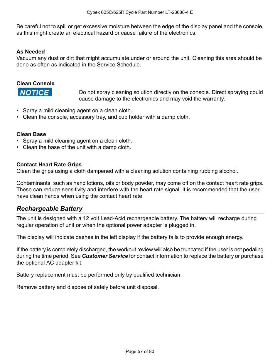Rechargeable battery | Cybex 625C Cycle Bike User Manual | Page 57 / 80