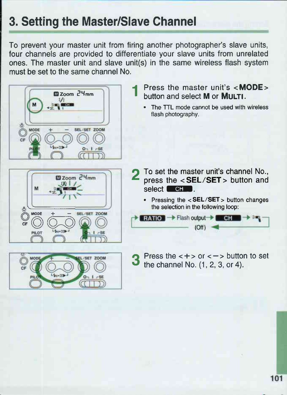 Setting the master/slave channel | Canon 550EX User Manual | Page 101 / 128