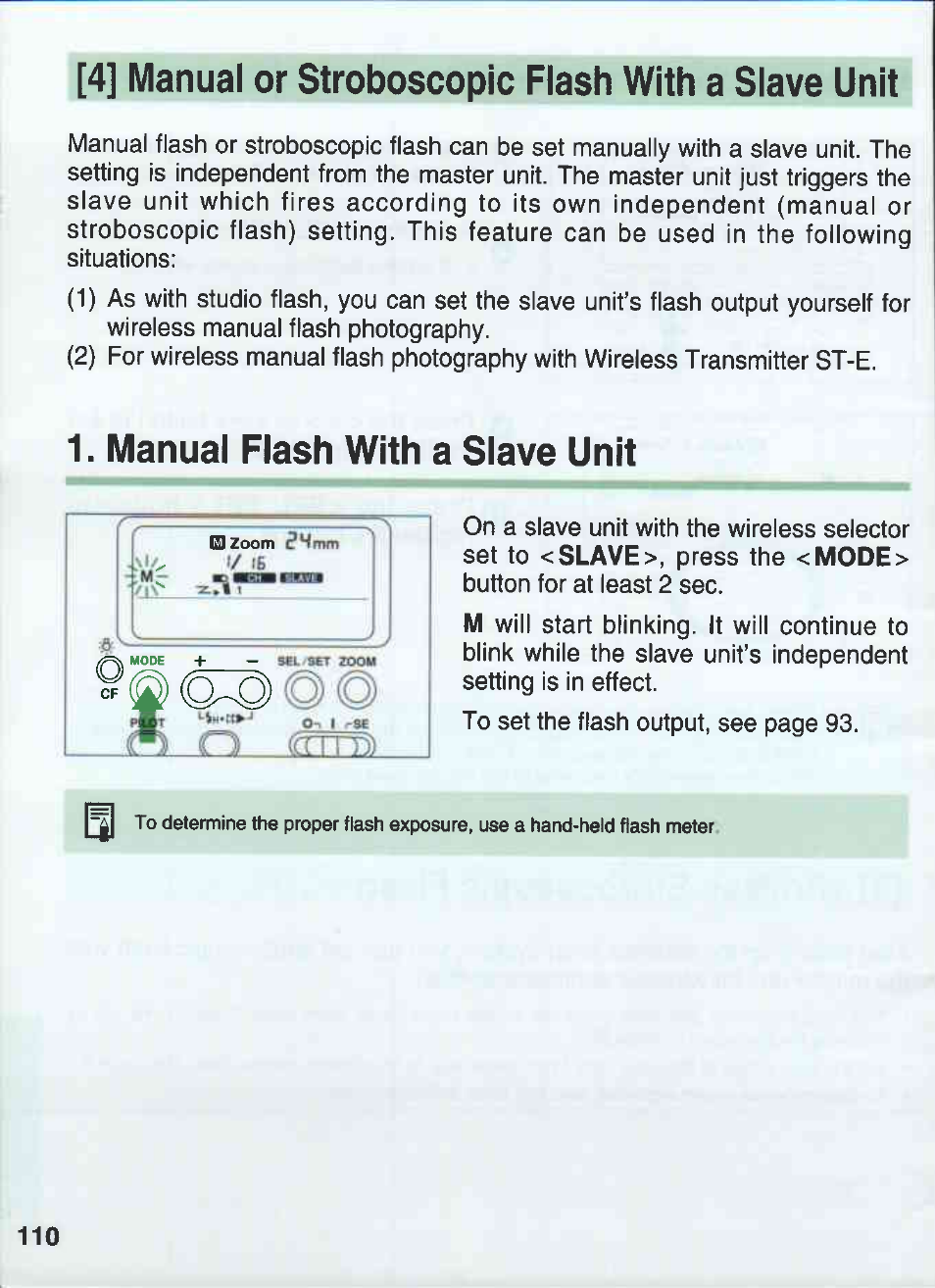 Manual flash with a slave unit, Manual flash with a slave unit.110 | Canon 550EX User Manual | Page 110 / 128