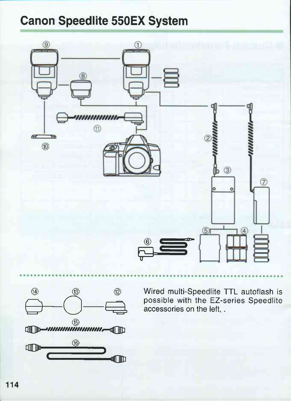 Canon speediite 550ex system, Wireless manual flash with varied flash output, Canon speedlite 550ex system | Canon 550EX User Manual | Page 114 / 128