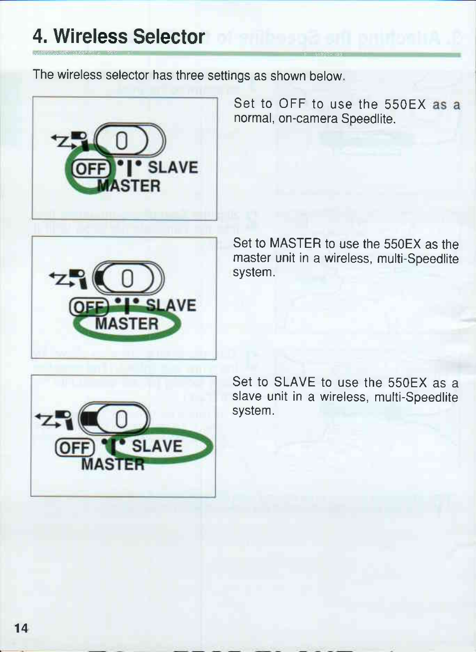 Wireless selector, Xijimster | Canon 550EX User Manual | Page 14 / 128