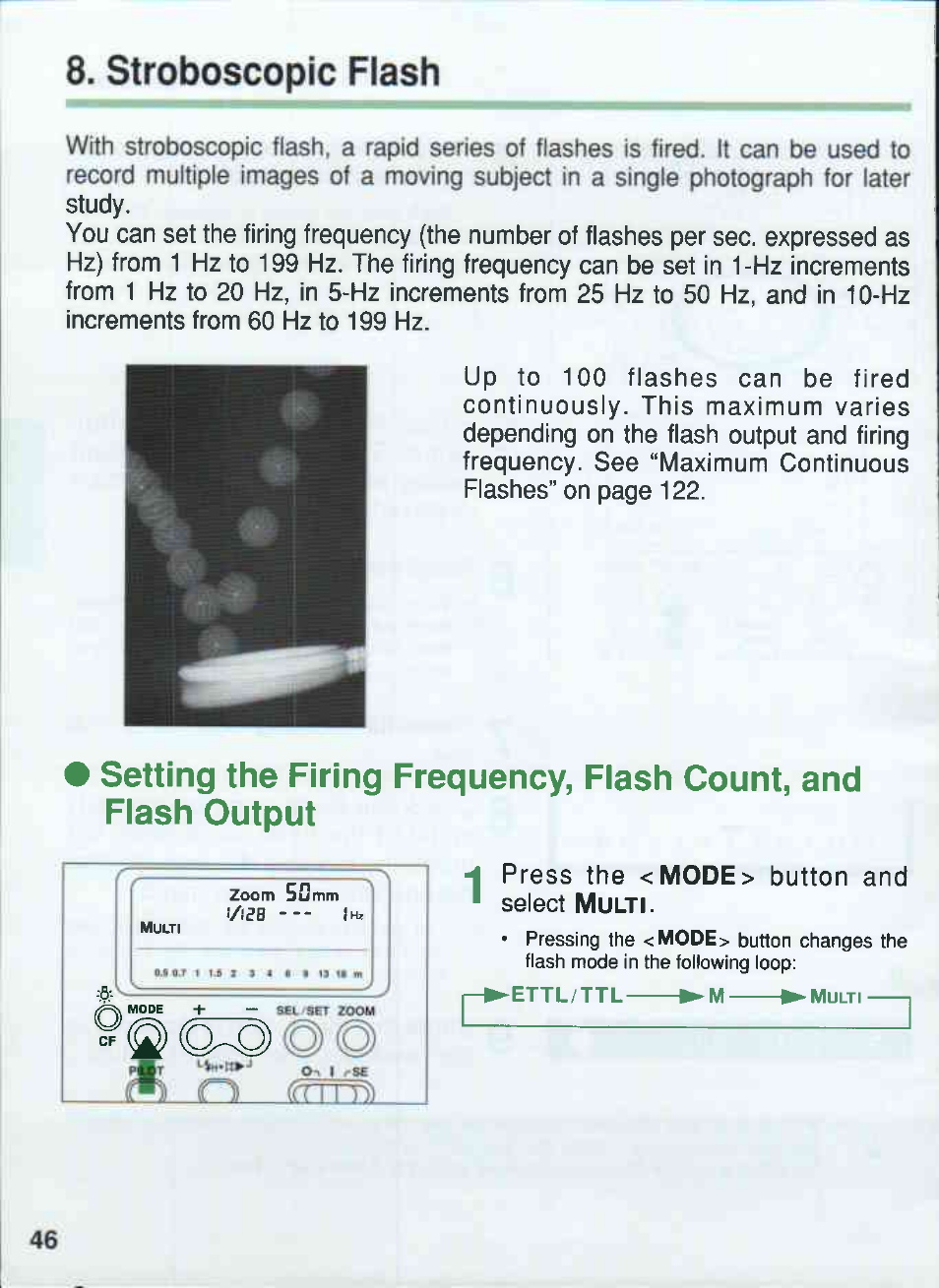 Stroboscopic flash | Canon 550EX User Manual | Page 46 / 128