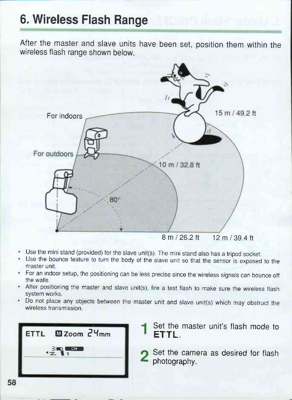 Wireless flash range | Canon 550EX User Manual | Page 58 / 128