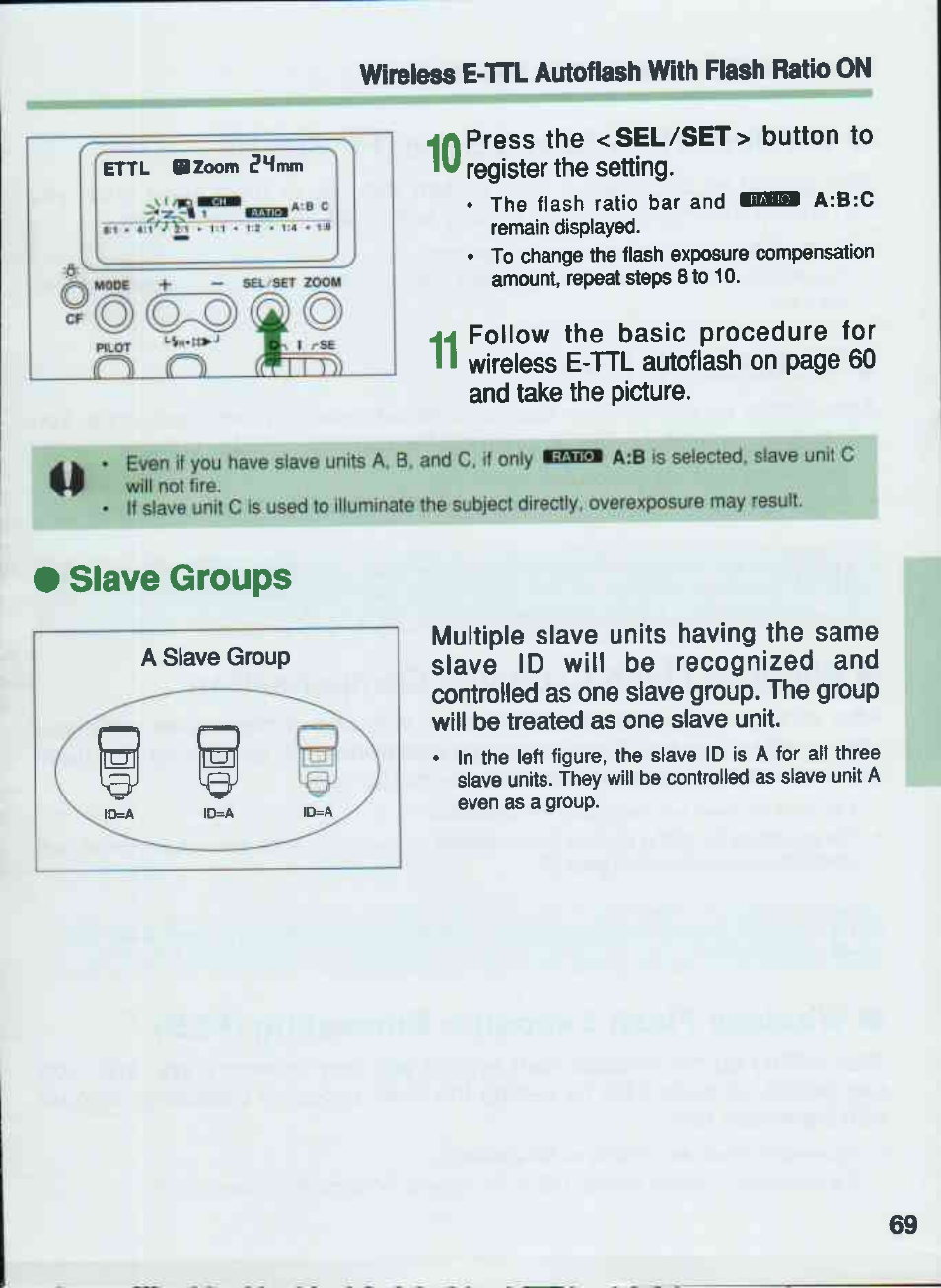 I slave groups, Rtlot | Canon 550EX User Manual | Page 69 / 128