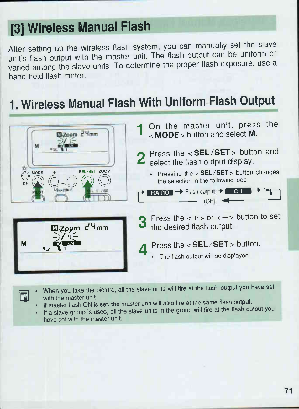 Wireless manual flash with uniform flash output, 3] wireless manual flash | Canon 550EX User Manual | Page 71 / 128