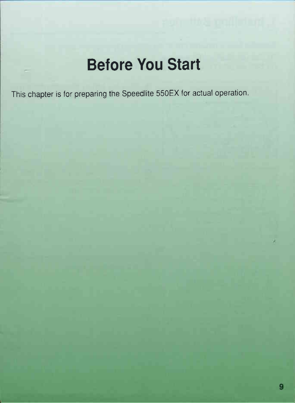 Before you start | Canon 550EX User Manual | Page 9 / 128