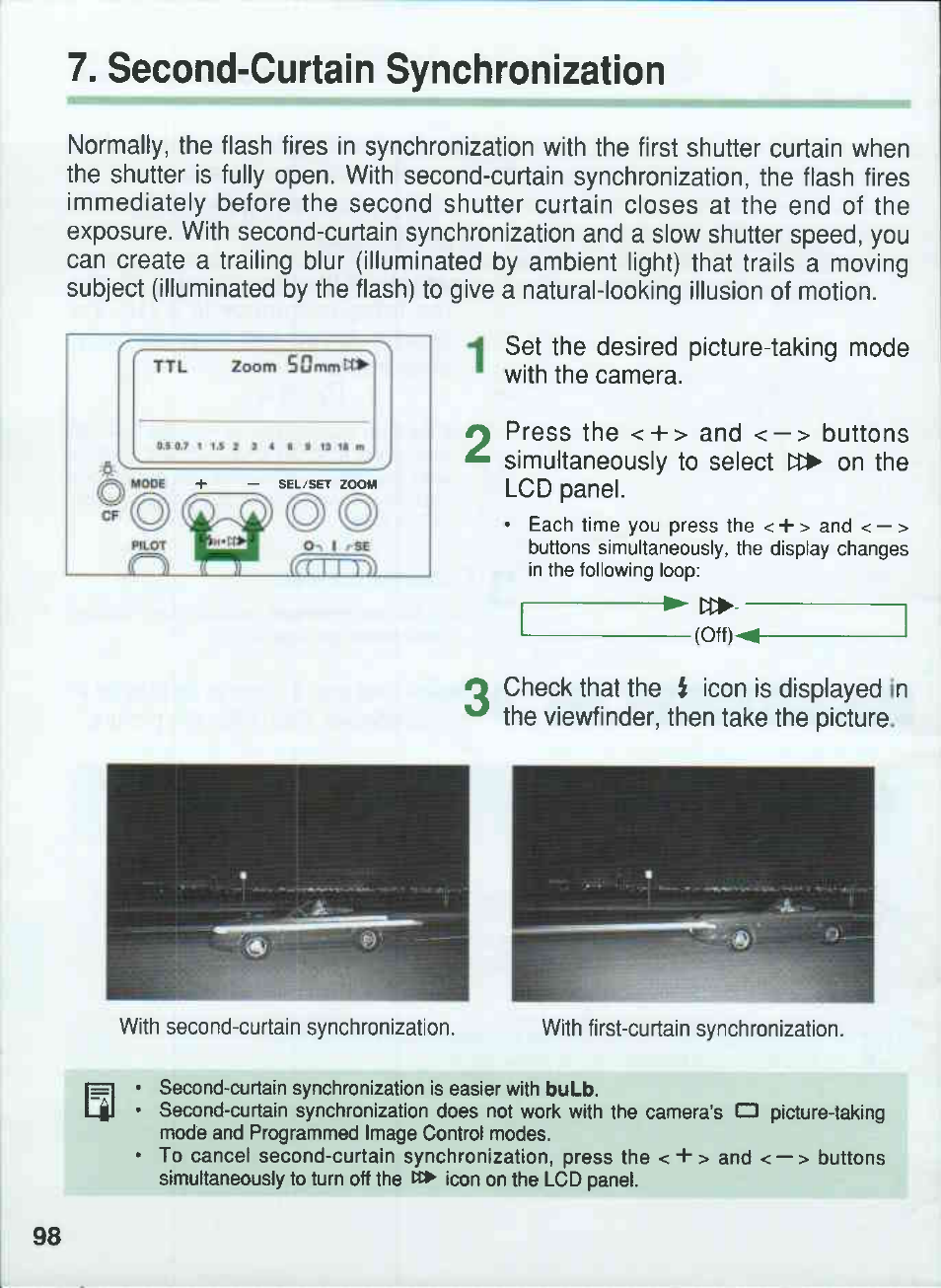 Second-curtain synchronization | Canon 550EX User Manual | Page 98 / 128