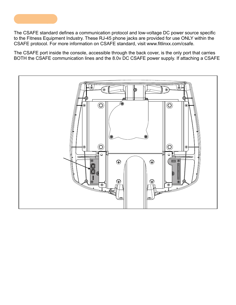 Csafe ports | Cybex 750C Cycle Bike User Manual | Page 18 / 58