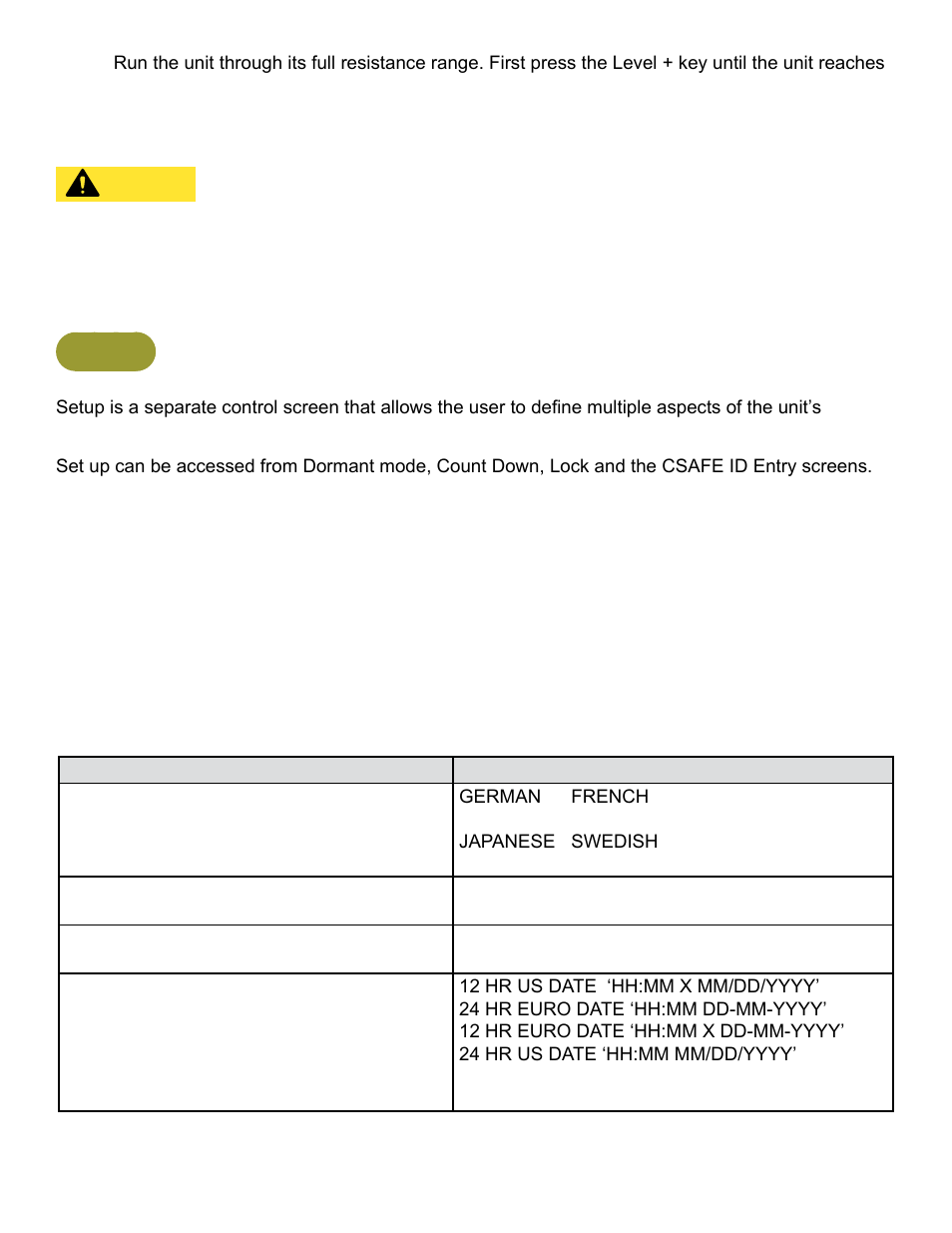 Setup | Cybex 750C Cycle Bike User Manual | Page 34 / 58
