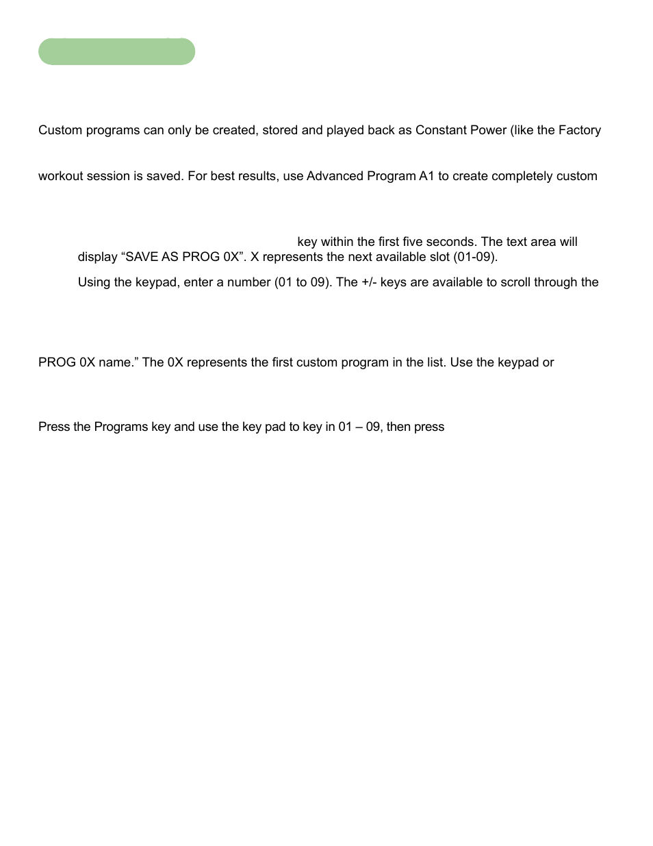 Custom programs | Cybex 750C Cycle Bike User Manual | Page 46 / 58