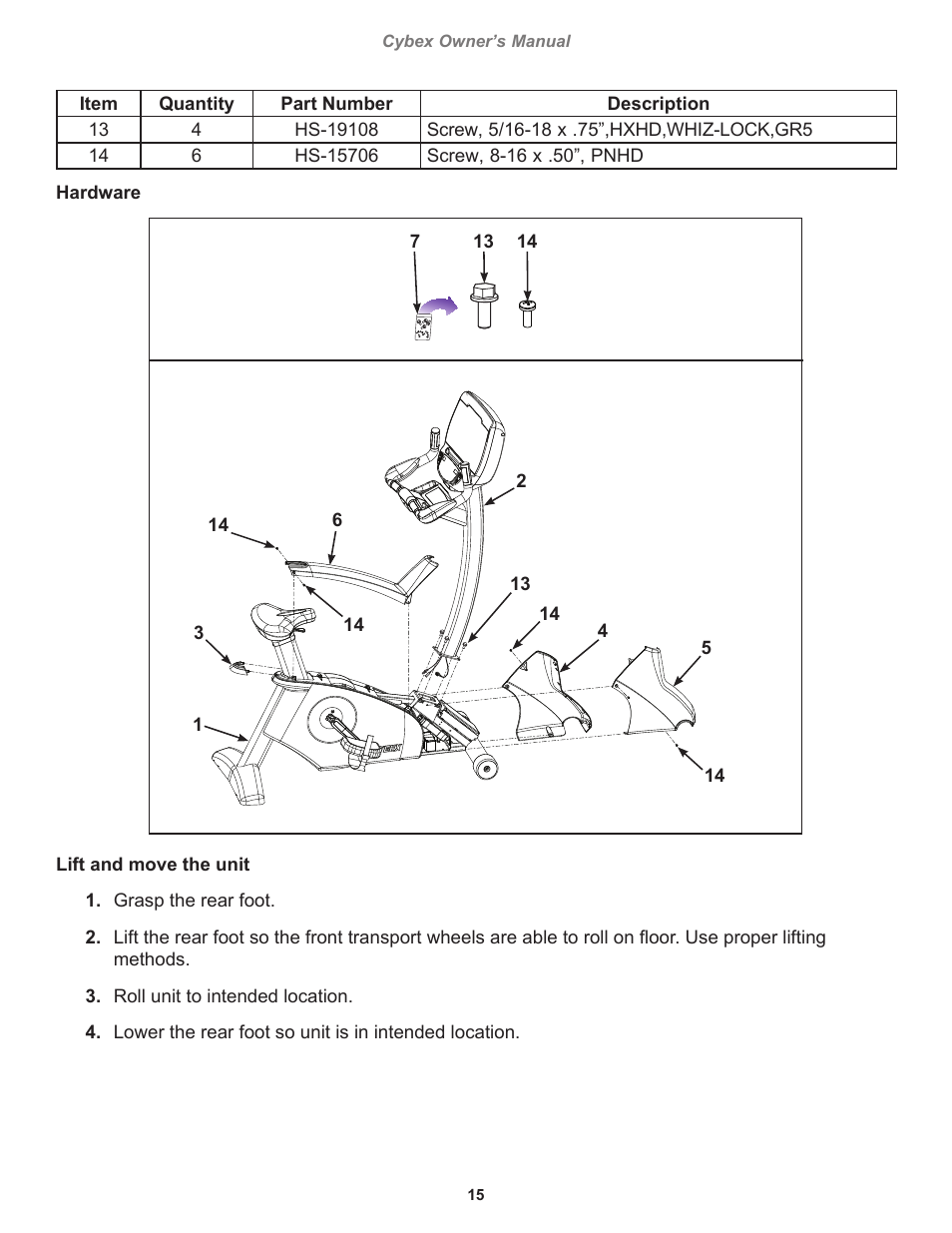 Cybex 770C Cycle Bike User Manual | Page 15 / 76