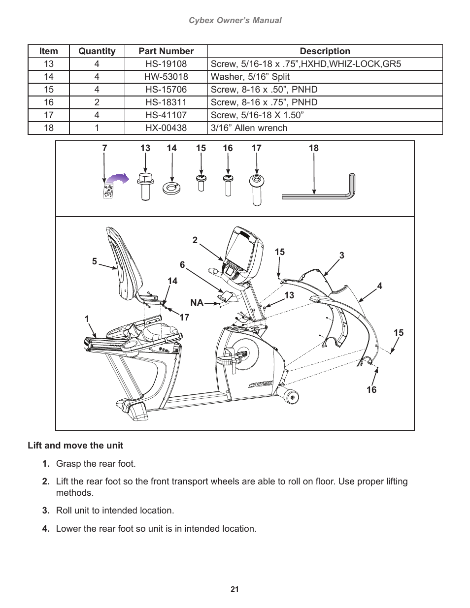 Cybex 770C Cycle Bike User Manual | Page 21 / 76