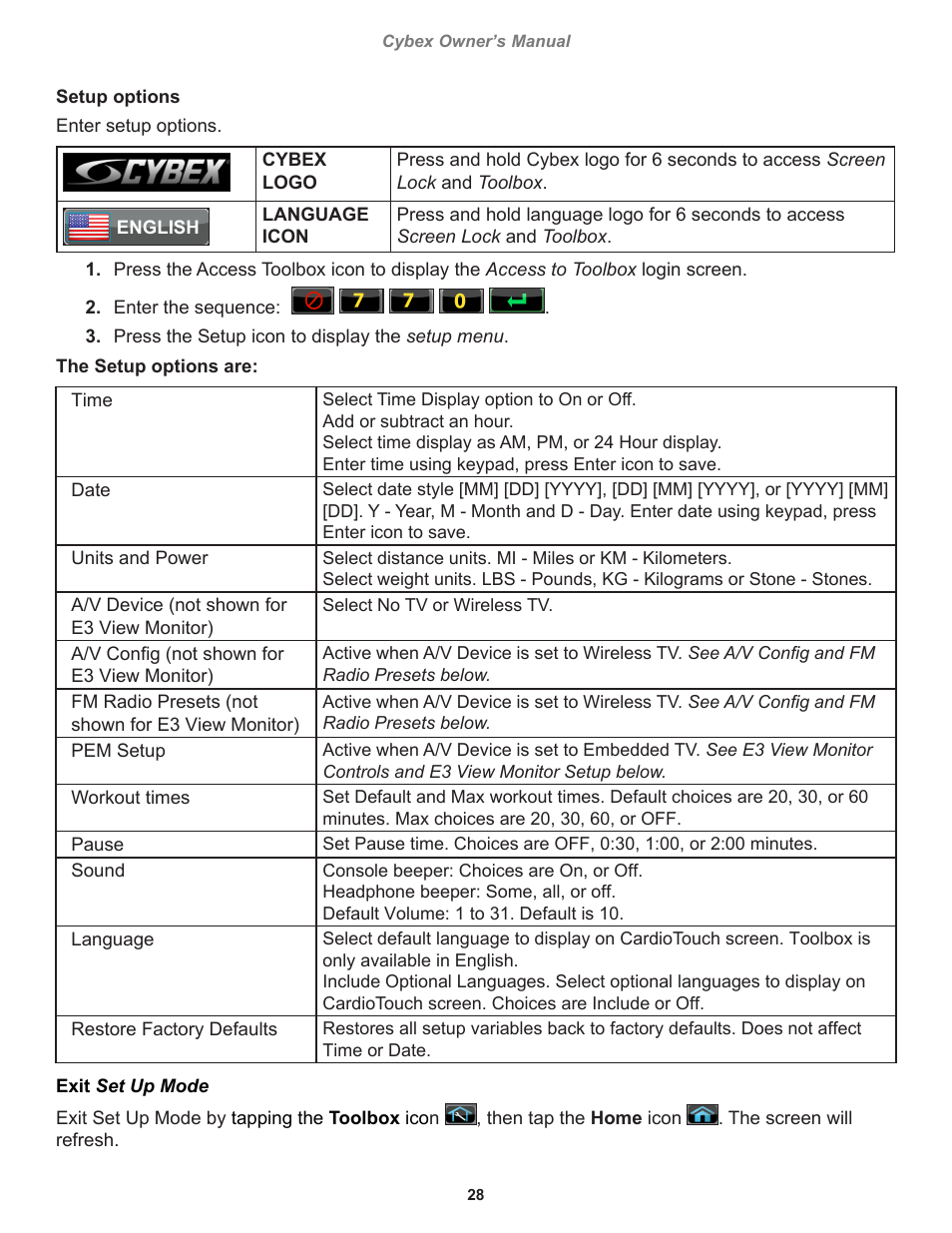 Cybex 770C Cycle Bike User Manual | Page 28 / 76