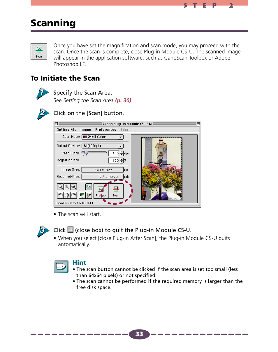 Scanning, P. 33 | Canon 4.1 User Manual | Page 33 / 73