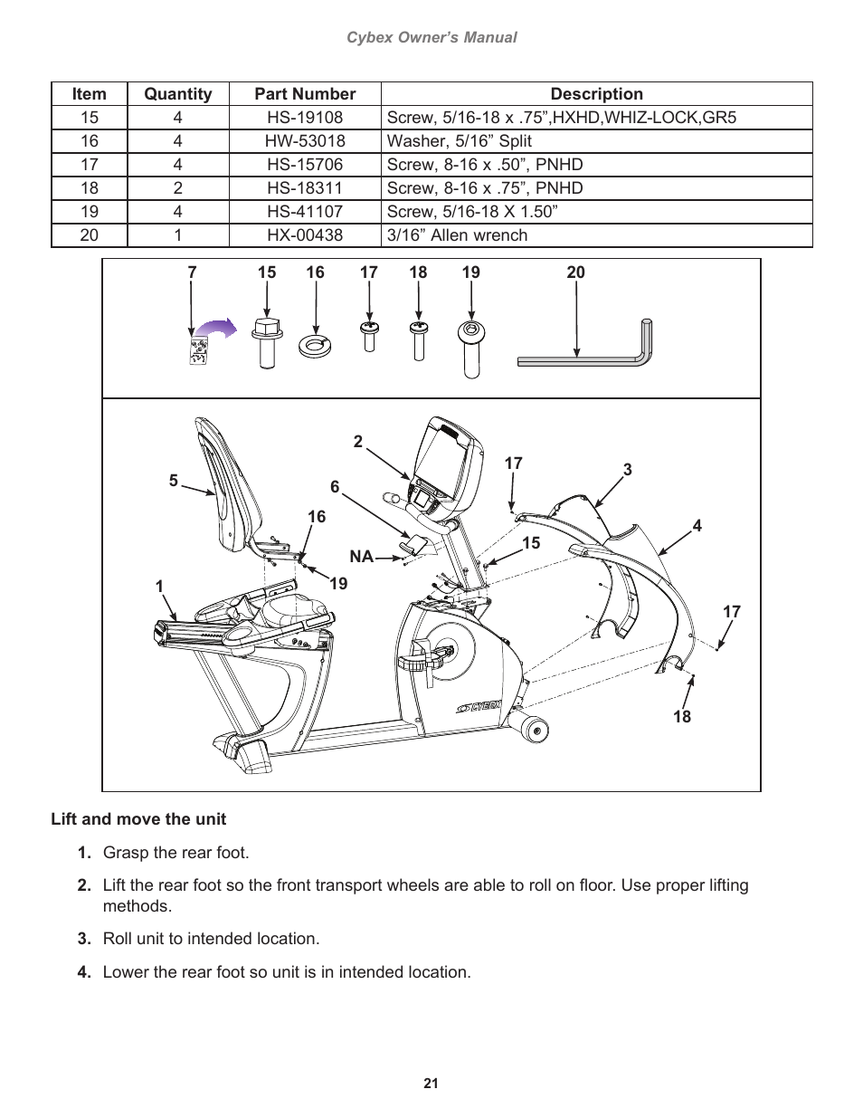 Cybex 770C Cycle Cybex GO User Manual | Page 21 / 68