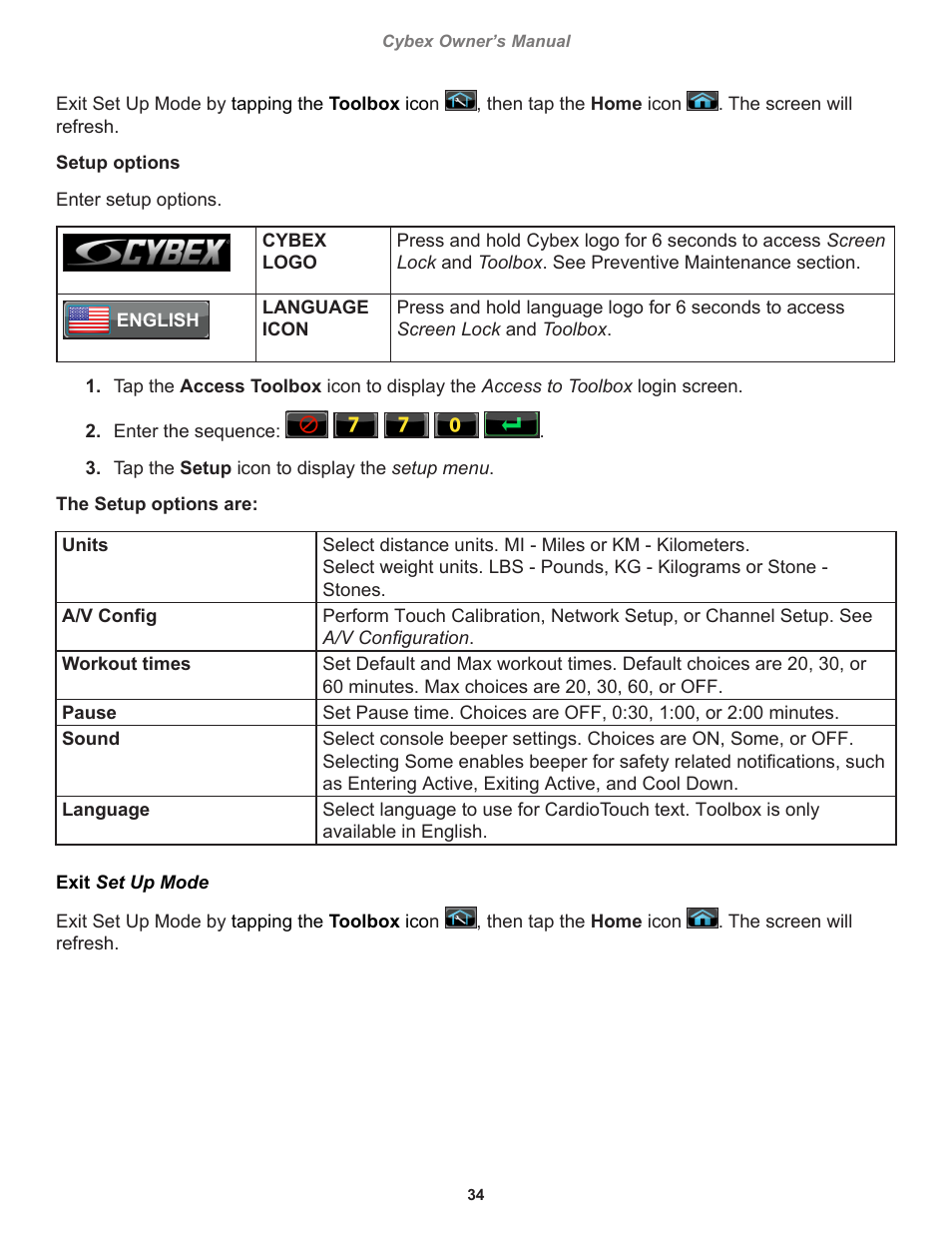 Cybex 770C Cycle Cybex GO User Manual | Page 34 / 68