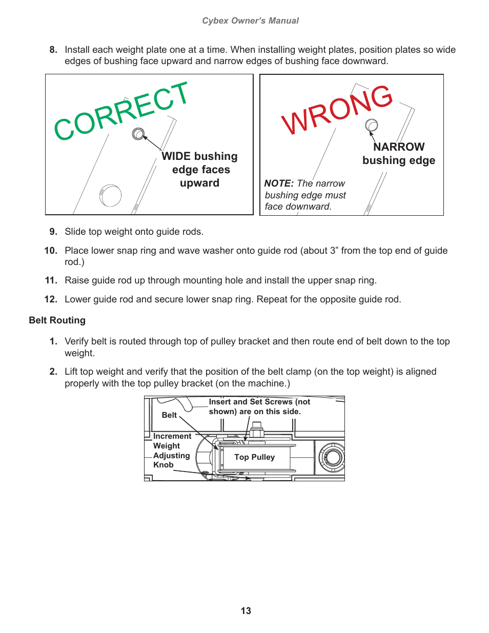 Wrong, Correct | Cybex 11020 Eagle Incline Pull User Manual | Page 13 / 30
