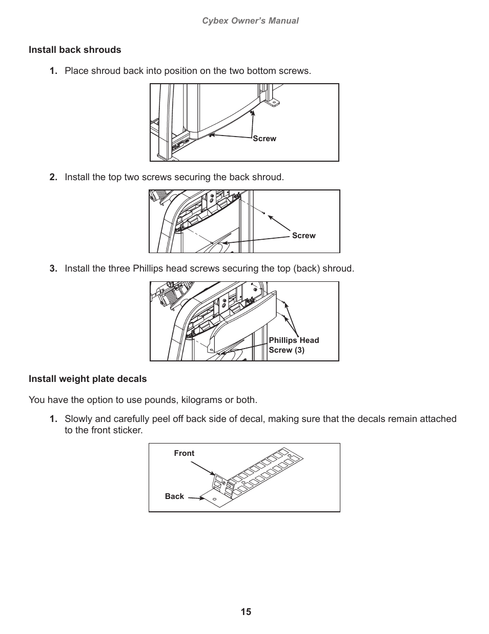 Cybex 11020 Eagle Incline Pull User Manual | Page 15 / 30