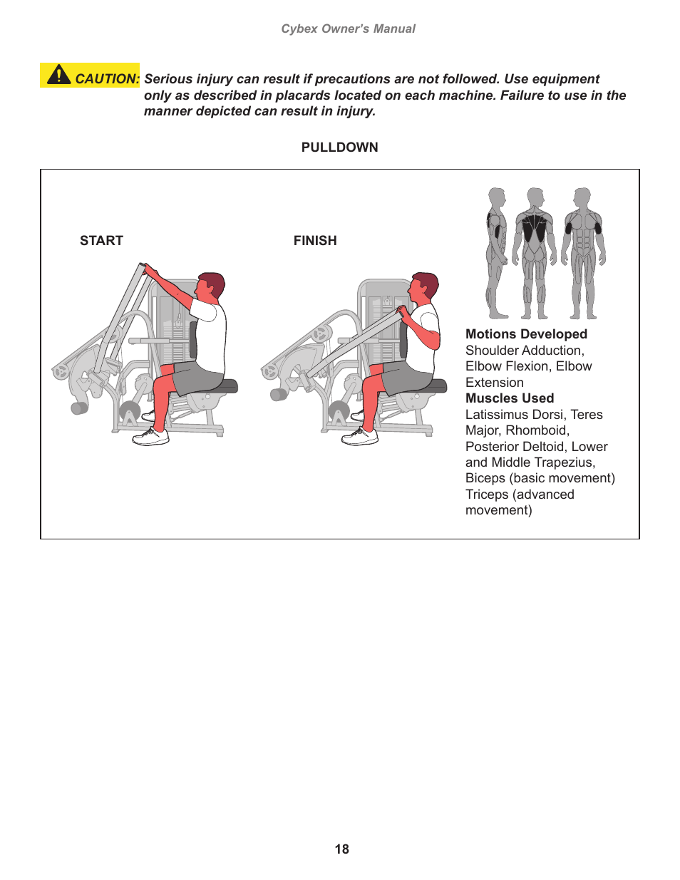 Cybex 11020 Eagle Incline Pull User Manual | Page 18 / 30