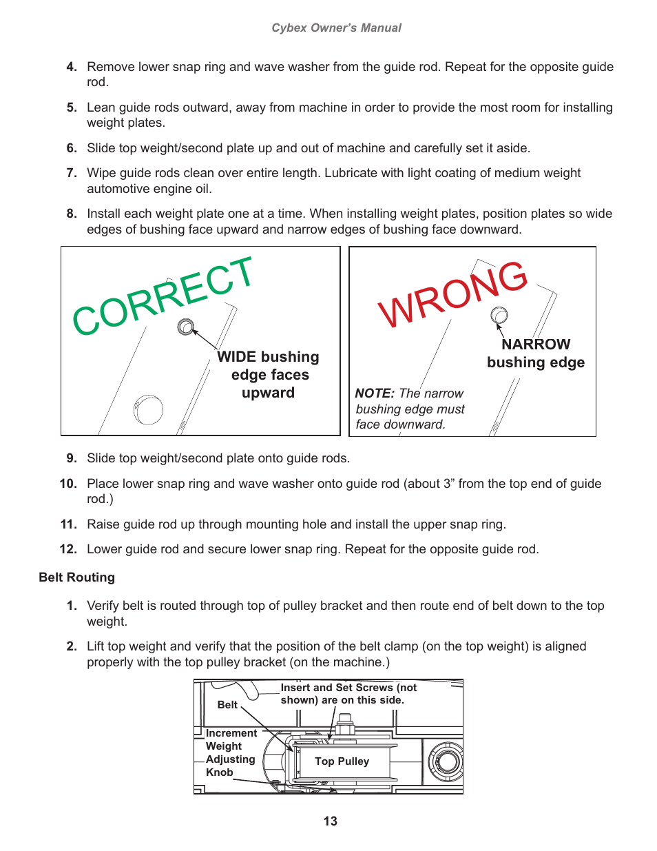 Wrong, Correct | Cybex 11030 Eagle Row User Manual | Page 13 / 32