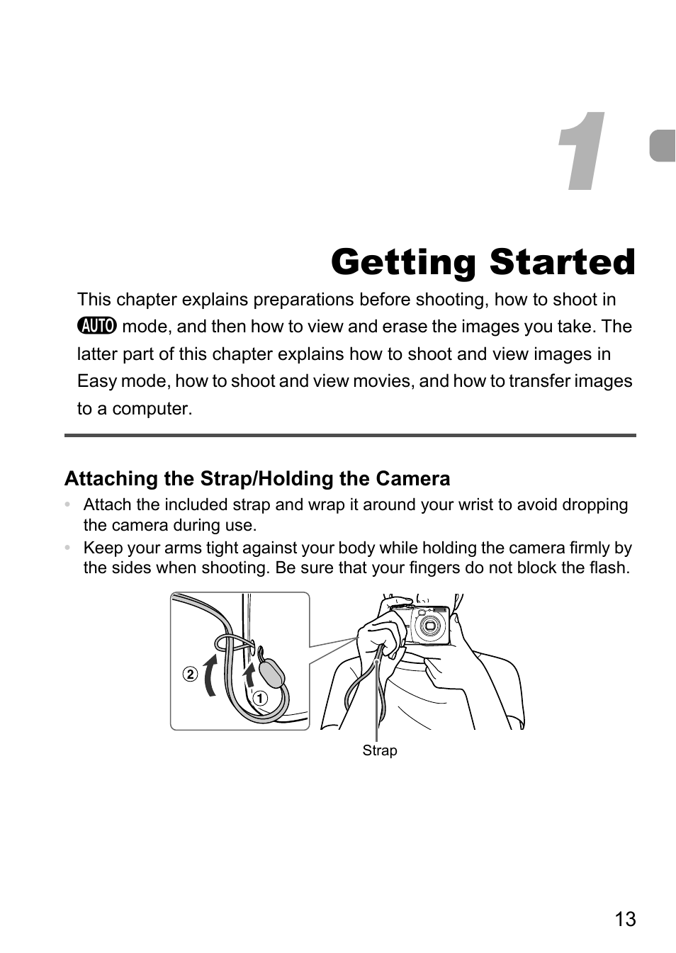 1 getting started, Getting started | Canon A1200 User Manual | Page 13 / 184