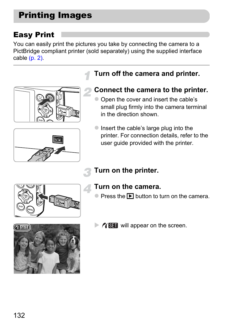 Printing images | Canon A1200 User Manual | Page 132 / 184