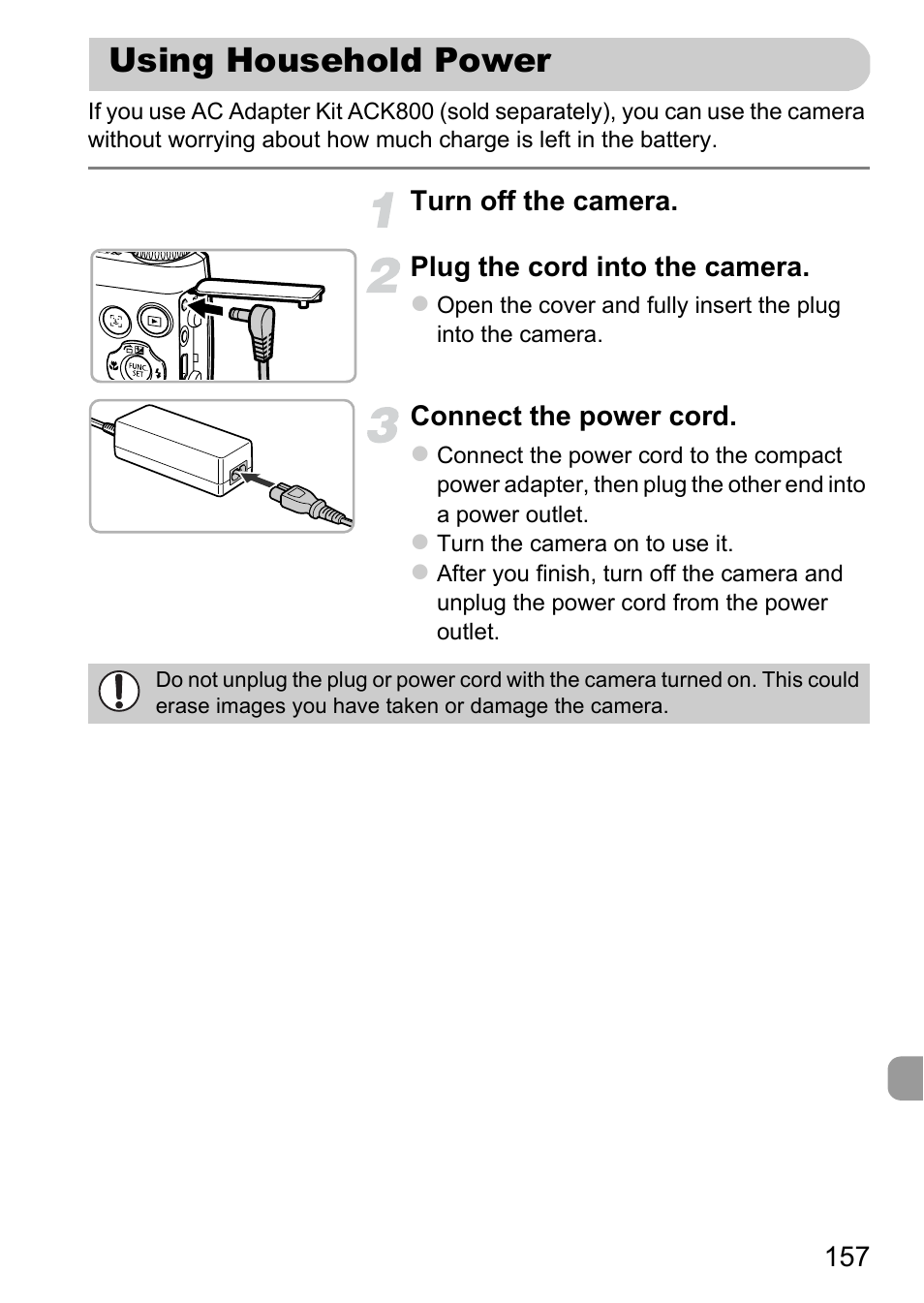 Using household power, P. 157) | Canon A1200 User Manual | Page 157 / 184