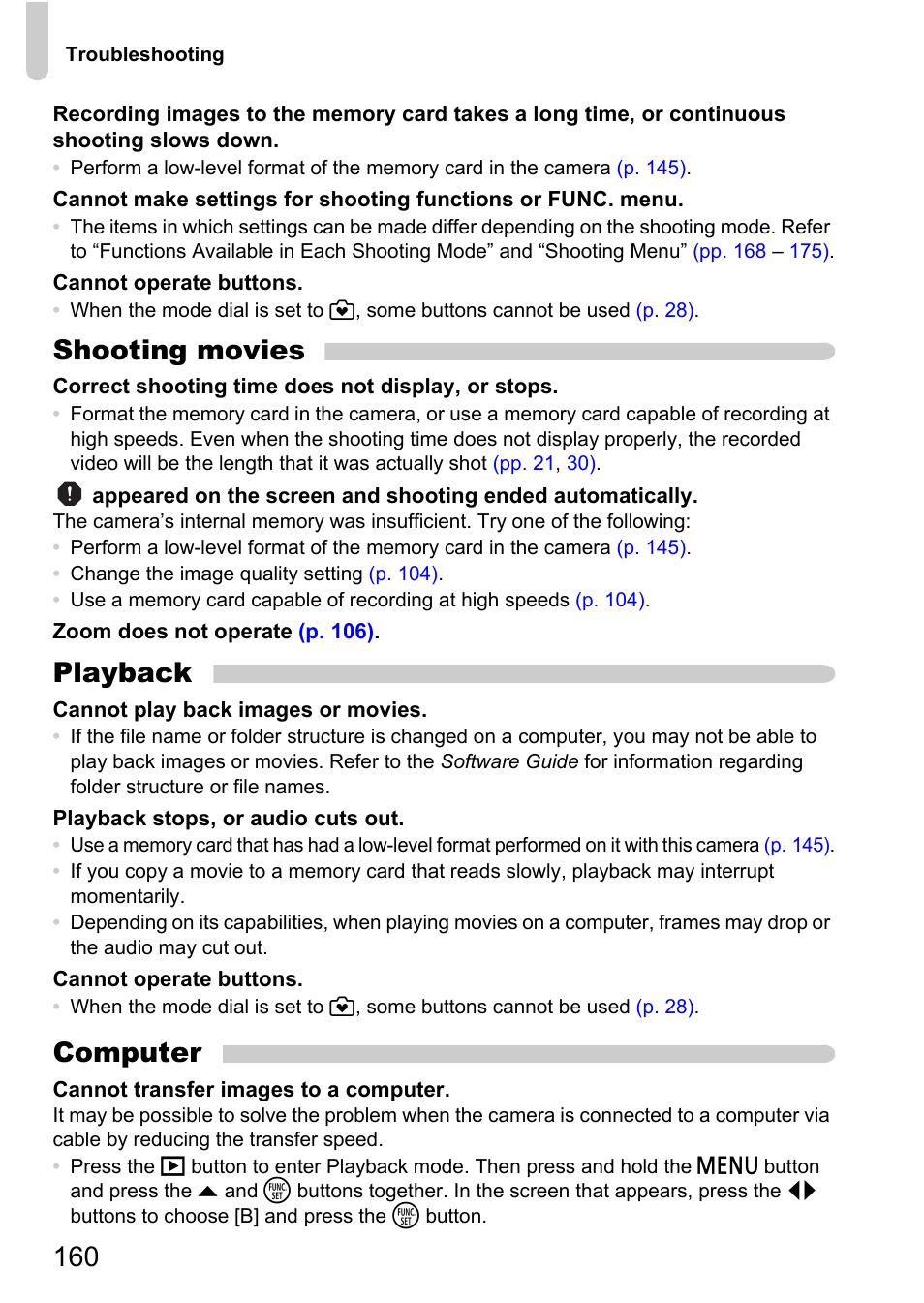 Shooting movies, Playback, Computer | Canon A1200 User Manual | Page 160 / 184