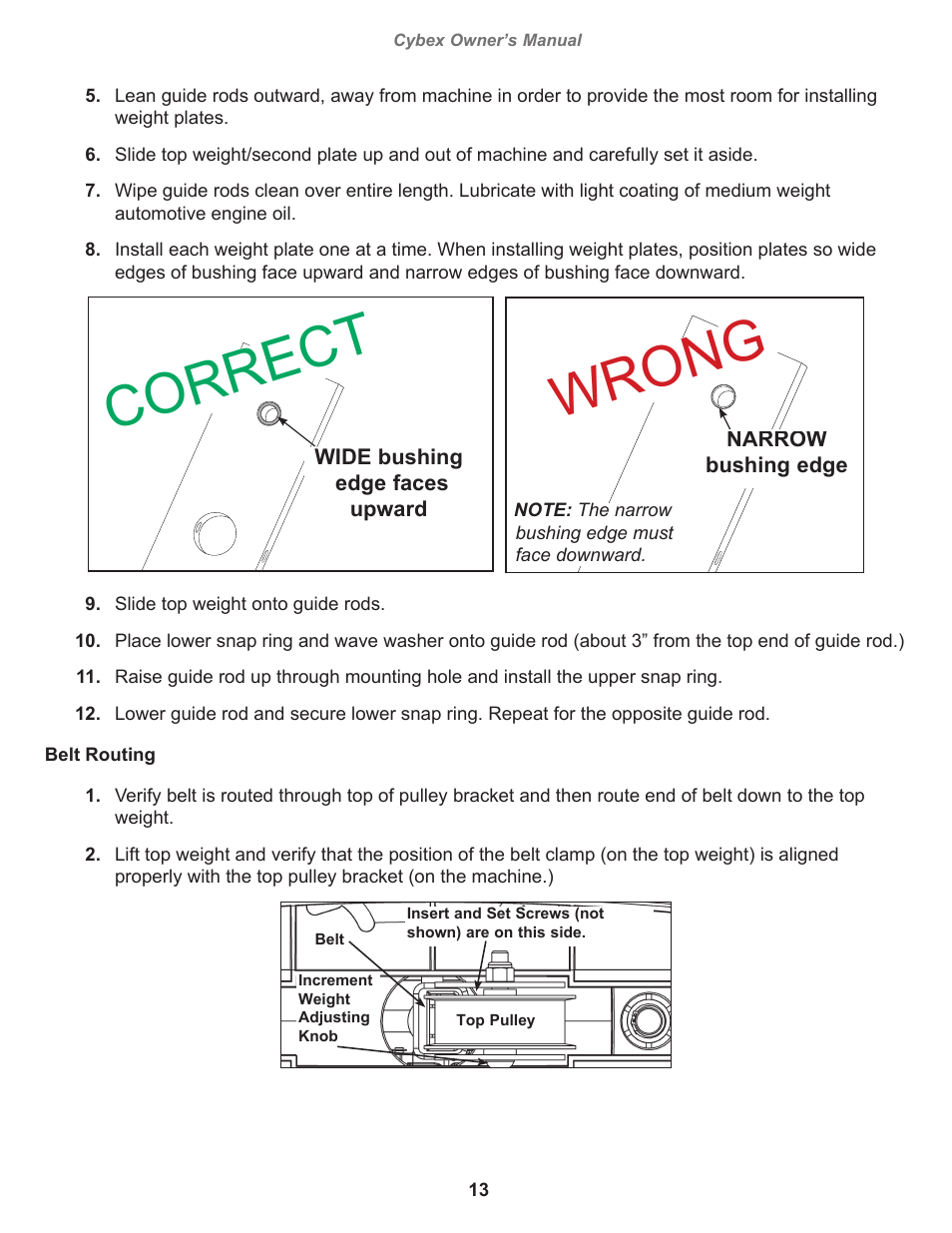 Wrong, Correct | Cybex 11040 Eagle Leg Press User Manual | Page 13 / 30