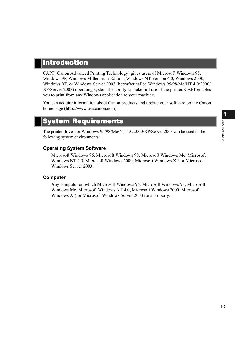 Introduction, System requirements, Introduction -2 system requirements -2 | Introduction system requirements | Canon IMAGECLASS D800 User Manual | Page 10 / 120