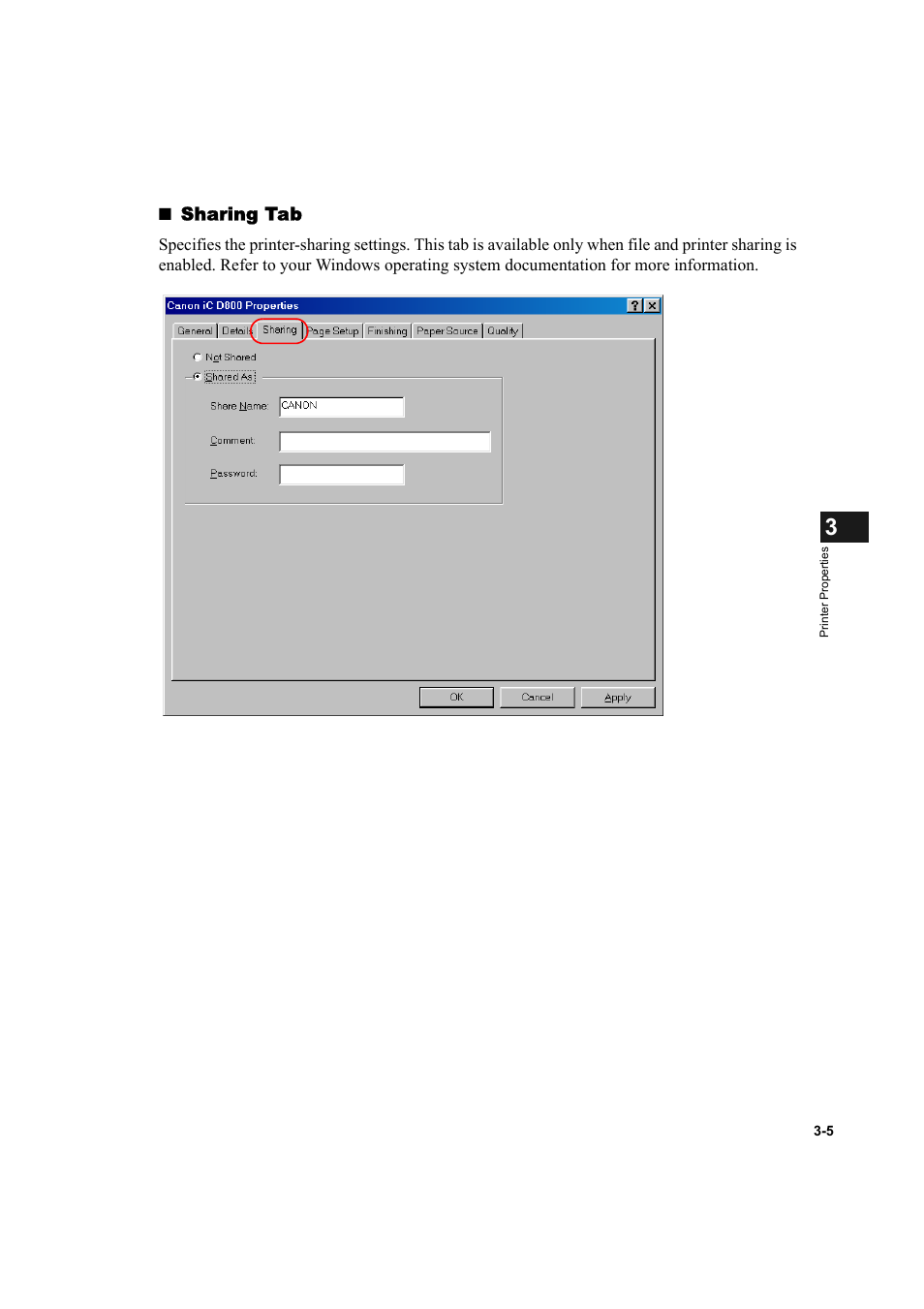 Sharing tab | Canon IMAGECLASS D800 User Manual | Page 59 / 120