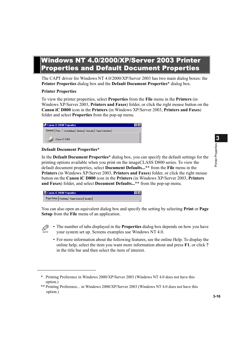 Default document properties -16 | Canon IMAGECLASS D800 User Manual | Page 70 / 120