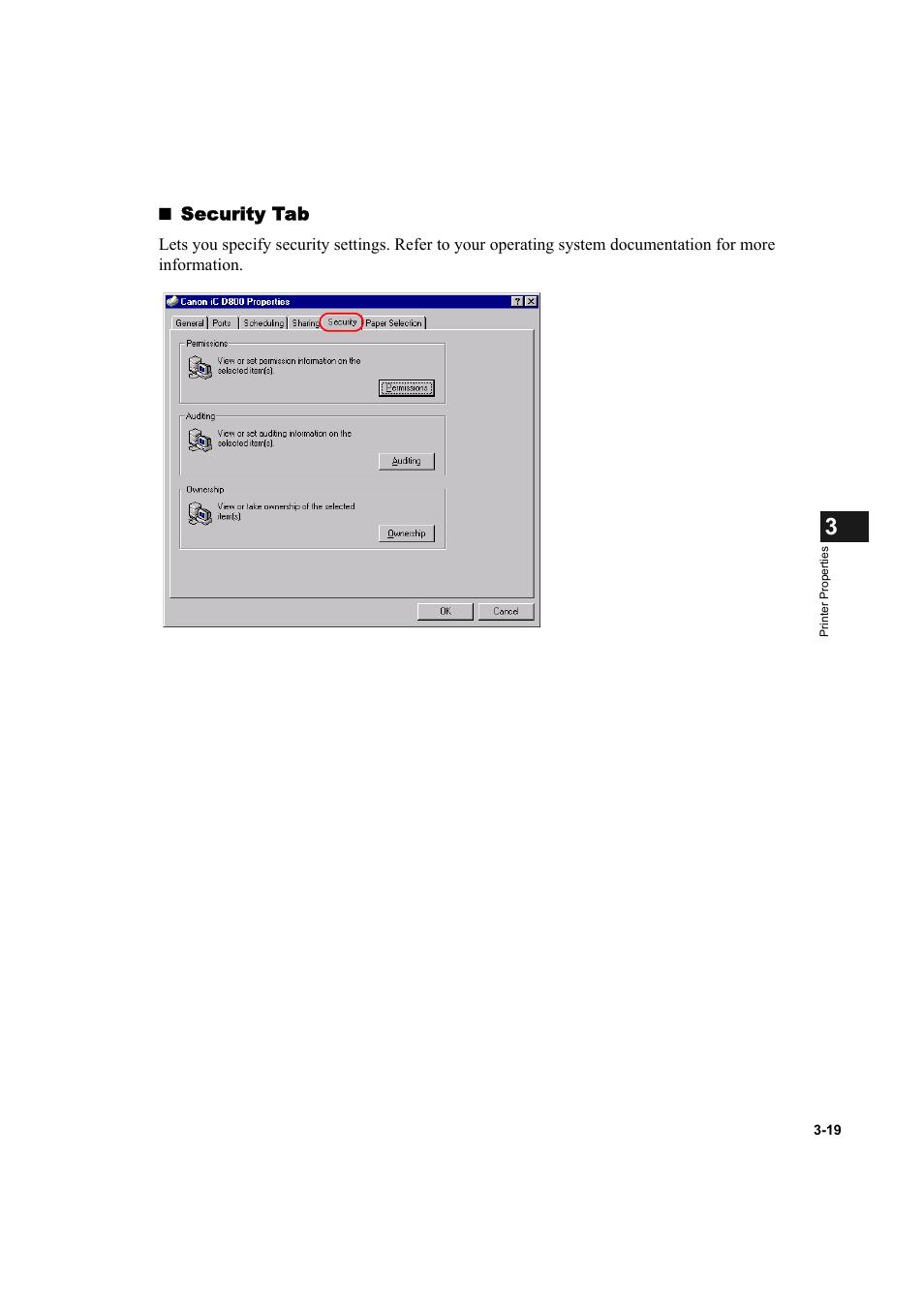 Security tab | Canon IMAGECLASS D800 User Manual | Page 73 / 120