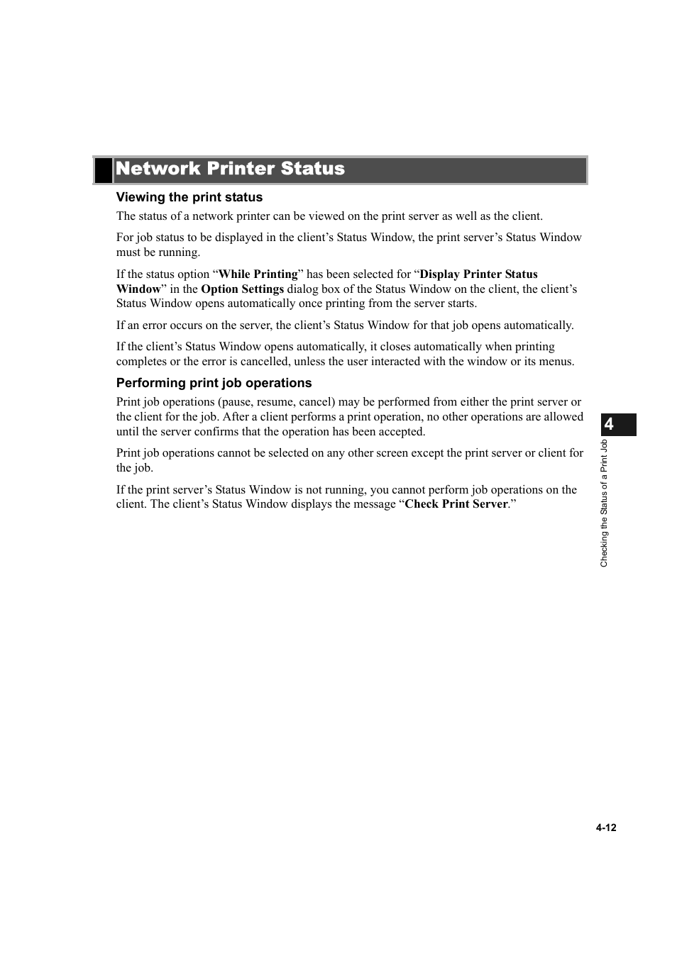 Network printer status, Network printer status -12 | Canon IMAGECLASS D800 User Manual | Page 96 / 120