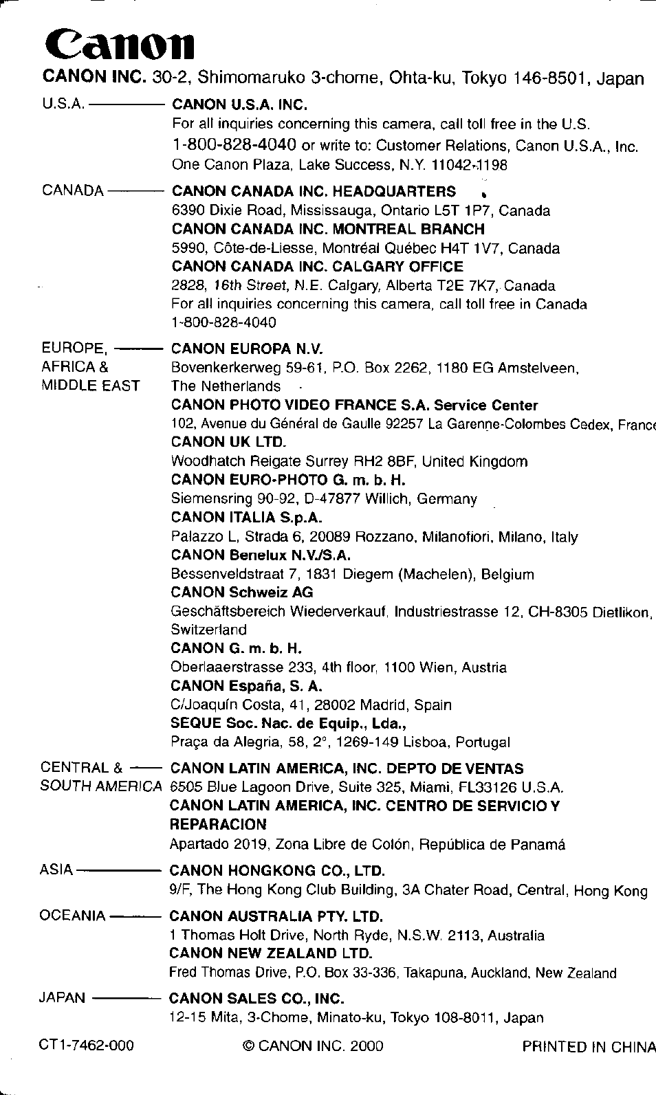 Canon | Canon BF-9S User Manual | Page 59 / 59