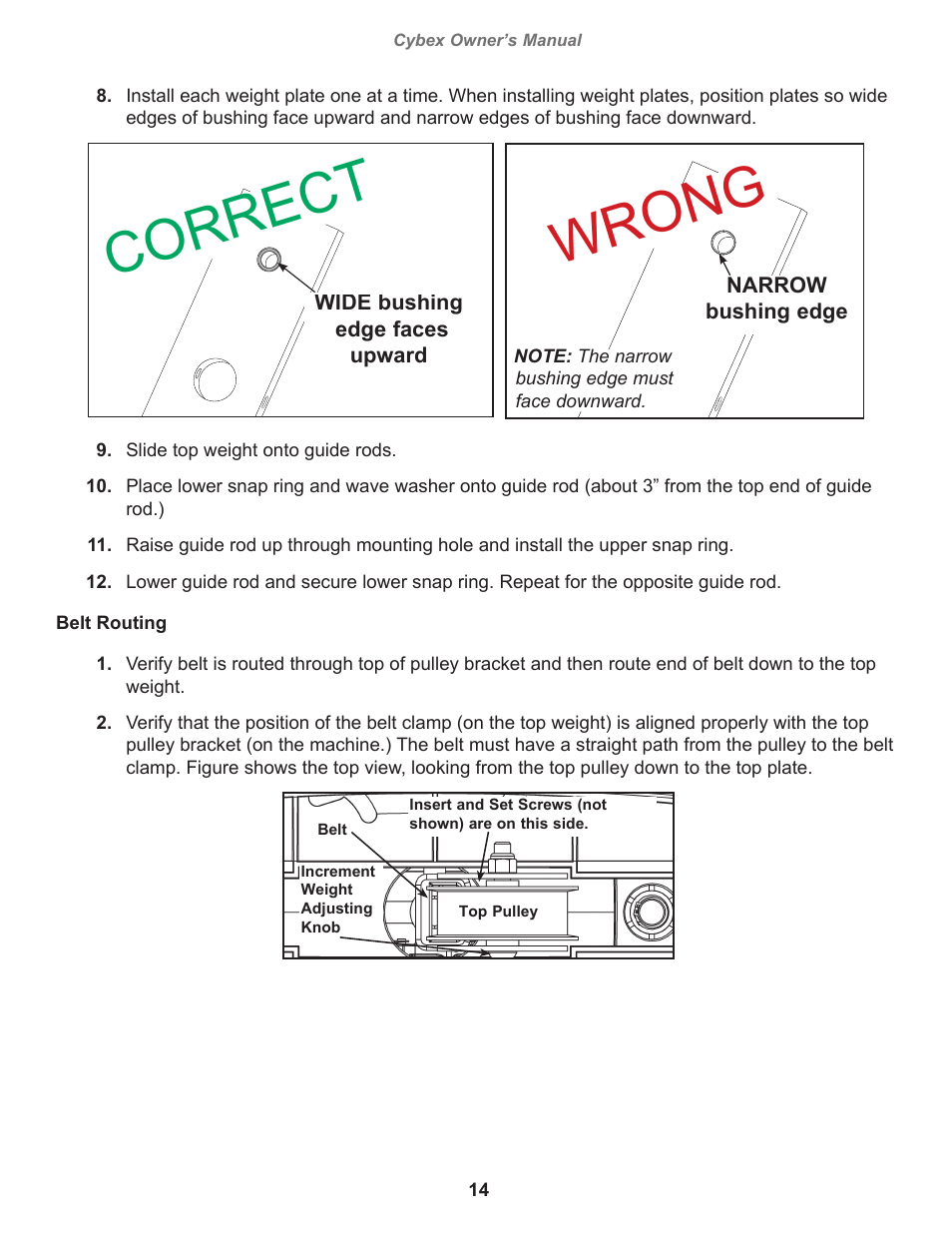 Wrong, Correct | Cybex 11130 Eagle Lat Pull User Manual | Page 14 / 32