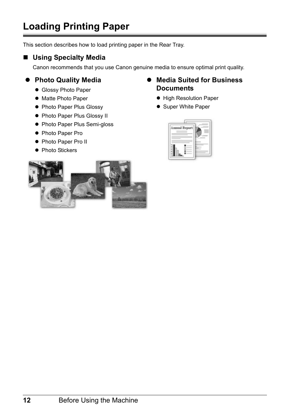 Loading printing paper | Canon MP 190 Pixma User Manual | Page 16 / 76