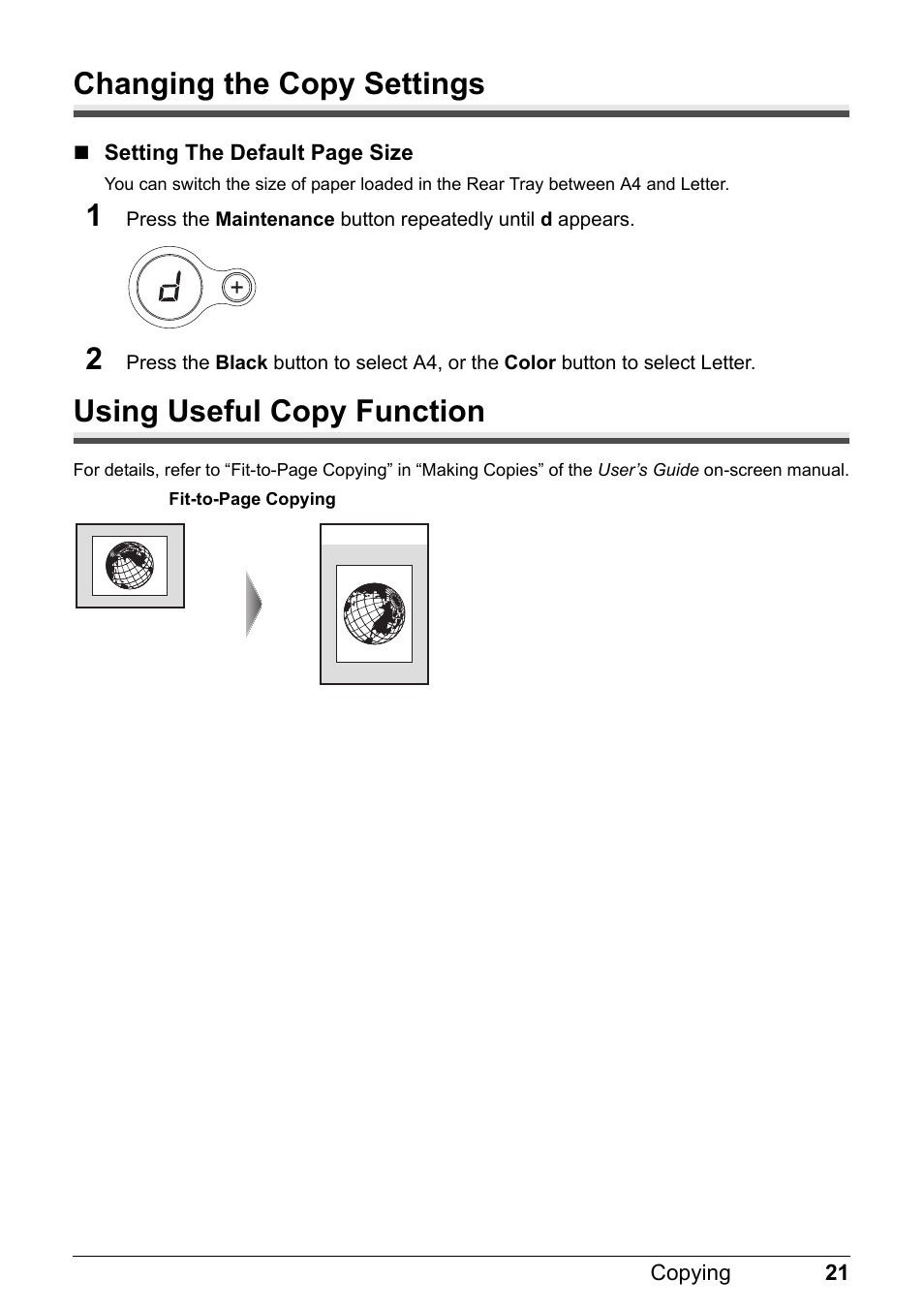 Changing the copy settings, Using useful copy function | Canon MP 190 Pixma User Manual | Page 25 / 76