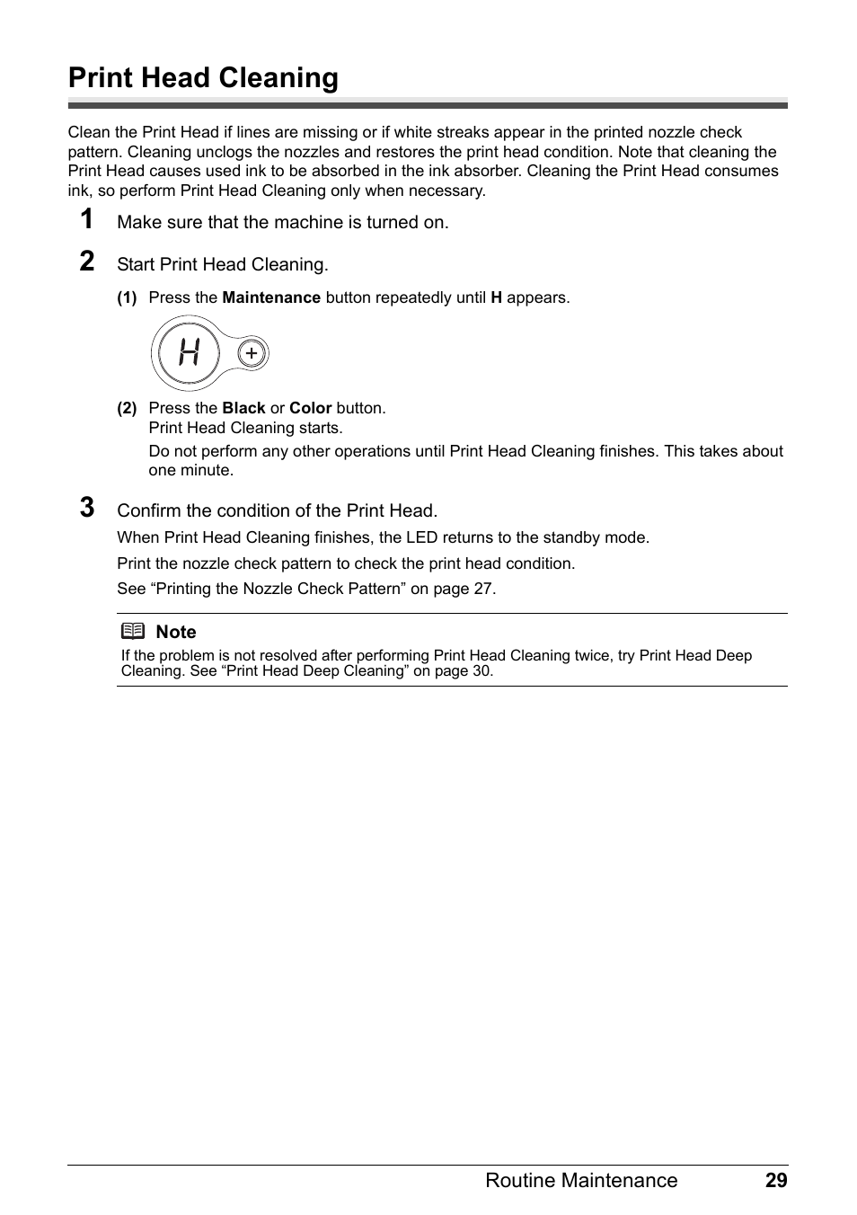 Print head cleaning | Canon MP 190 Pixma User Manual | Page 33 / 76