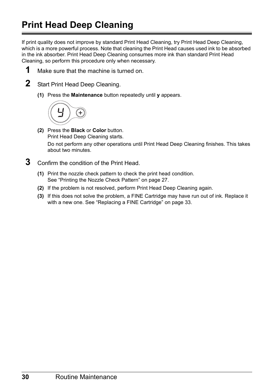 Print head deep cleaning | Canon MP 190 Pixma User Manual | Page 34 / 76